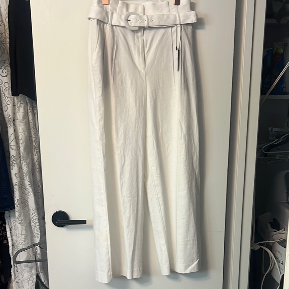 Express White High-Waisted Belted Pants - NWT size 8s